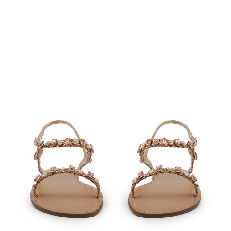 Pre Owned Versace Jeans Pink Embellished Crystals Flat Sandals Size 40