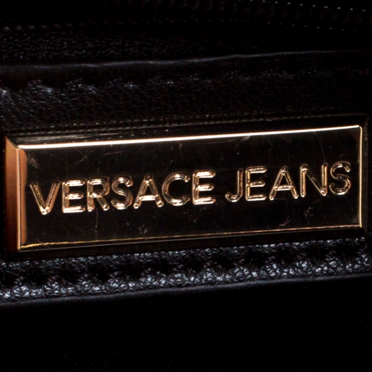 Pre Owned Versace Jeans Burgundy Pebbled Leather Backpack