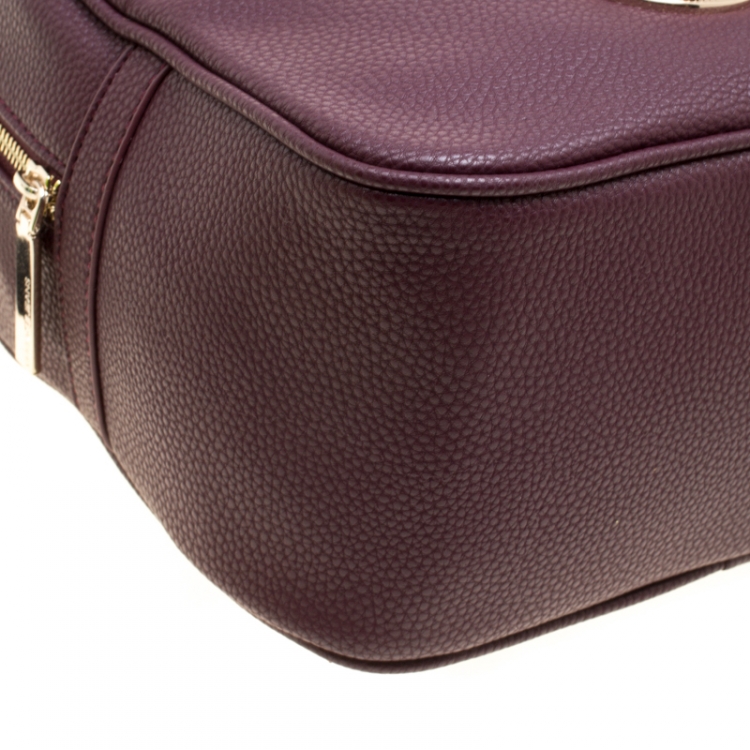 Pre Owned Versace Jeans Burgundy Pebbled Leather Backpack