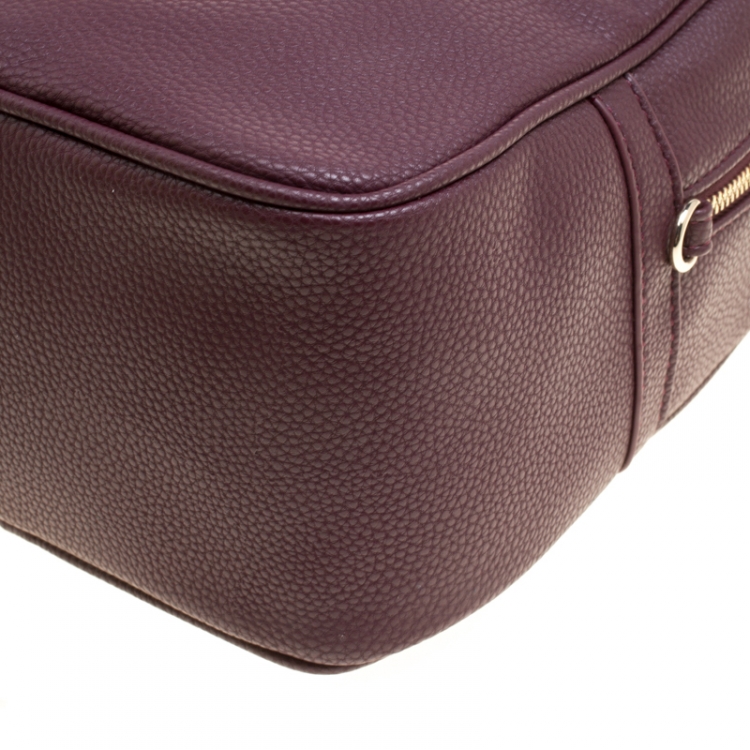 Pre Owned Versace Jeans Burgundy Pebbled Leather Backpack