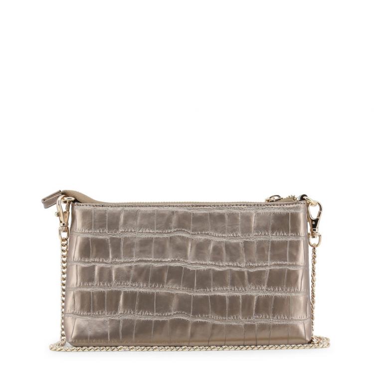 Pre Owned Versace Jeans Metallic Brown Faux Croc Embossed Leather Chain Pochette Accessories