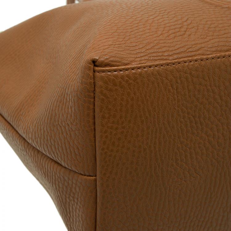 Pre Owned Versace Jeans Brown Pebbled Leather Crystal Studs Shopping Tote