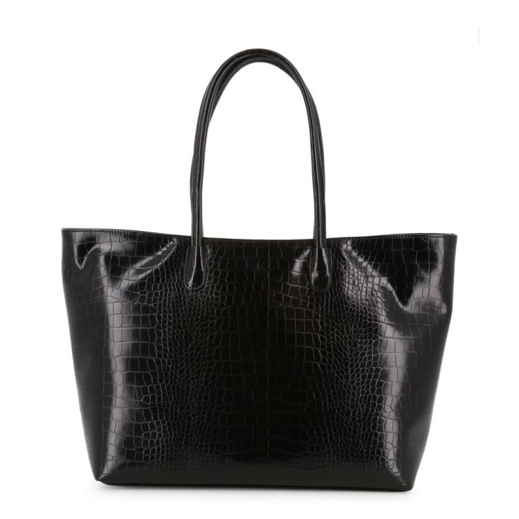 Pre Owned Versace Jeans Black Embossed Synthetic Leather Tote Bag