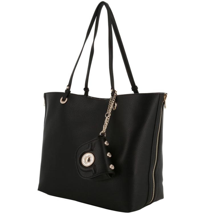 Pre Owned Versace Jeans Black Synthetic Leather Shopping Tote Bag