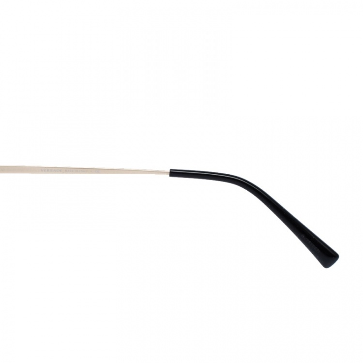 Pre Owned Versace Gold/Black MOD 2176 Medusa Rimless Round Sunglasses