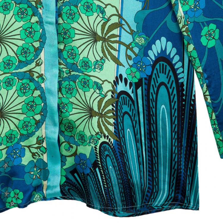 Pre Owned Versace Multicolor Printed Silk Shirt L