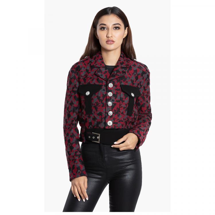Pre Owned Versace Red Versus Gianni Printed Jacket S (IT 40)