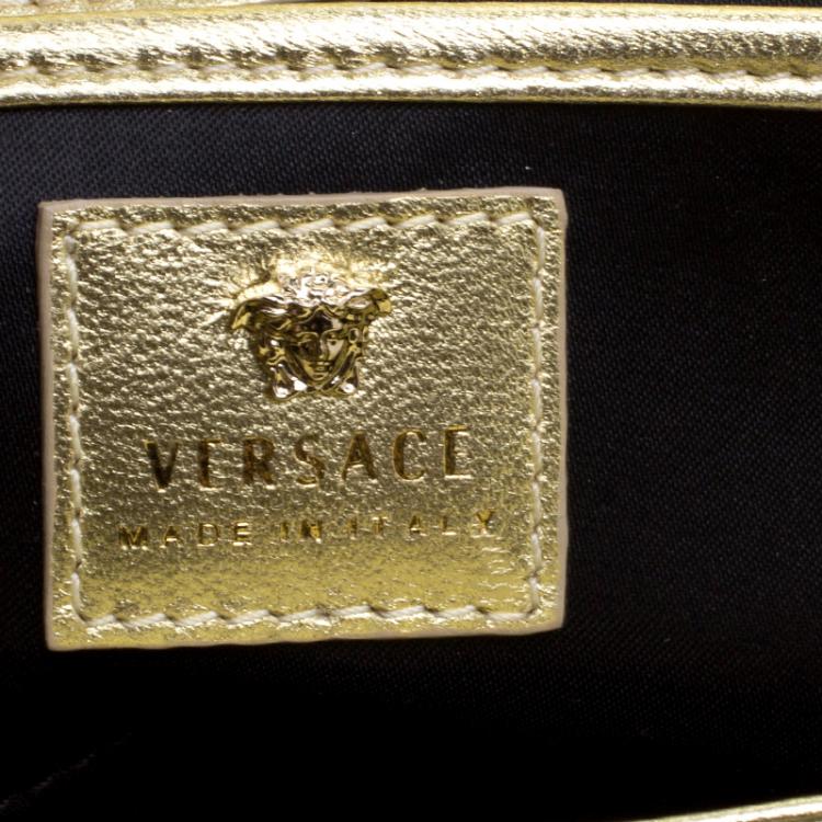 Pre Owned Versace Gold Snake Embossed Leather Chain Clutch