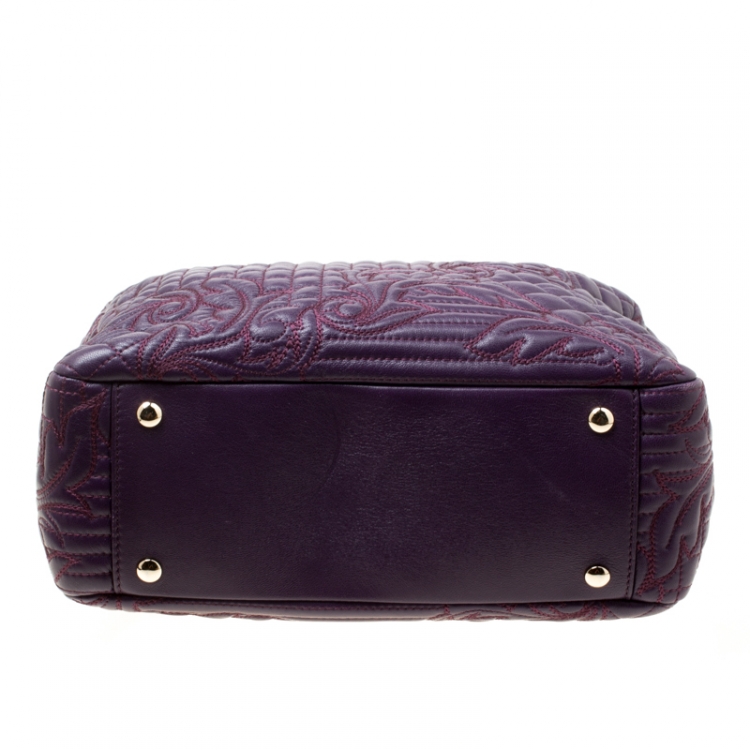 Pre Owned Versace Purple Leather Demetra Vanitas Top Handle Bag