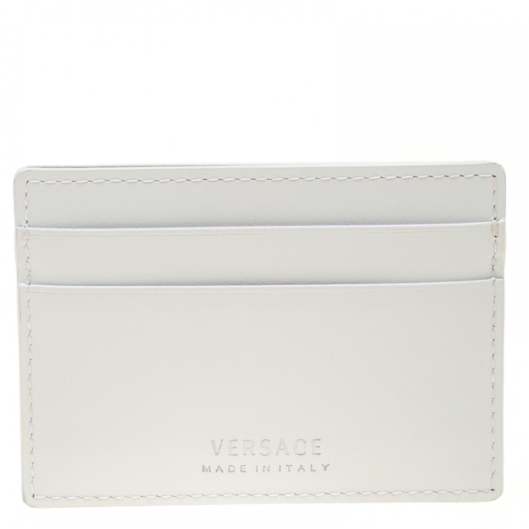 Pre Owned Versace White Leather Card Case