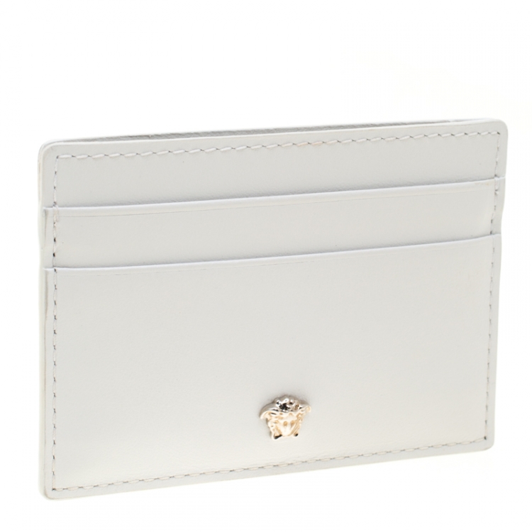 Pre Owned Versace White Leather Card Case