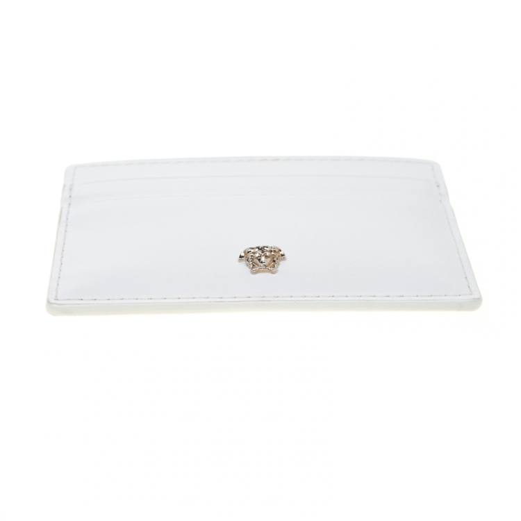 Pre Owned Versace White Leather Card Case