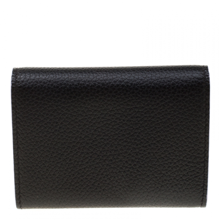 Pre Owned Versace Black Leather Card Case Wallet