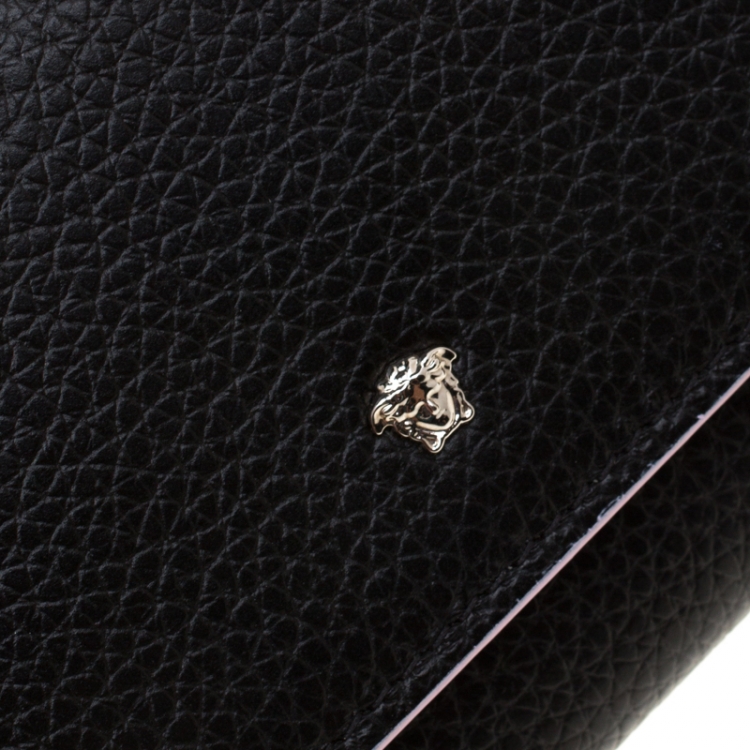 Pre Owned Versace Black Leather Card Case Wallet