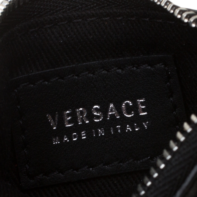 Pre Owned Versace Black Leather Coin Purse