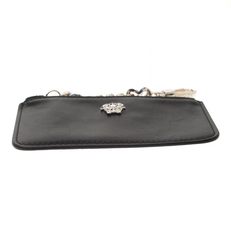 Pre Owned Versace Black Leather Coin Purse
