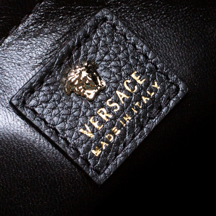 Pre Owned Versace Black Leather Palazzo Medusa Tote