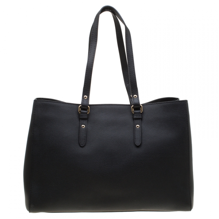 Pre Owned Versace Black Leather Palazzo Medusa Tote