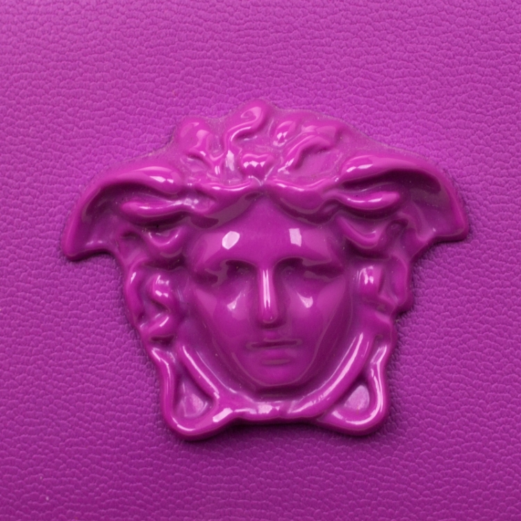 Pre Owned Versace Purple Leather Wristlet Clutch
