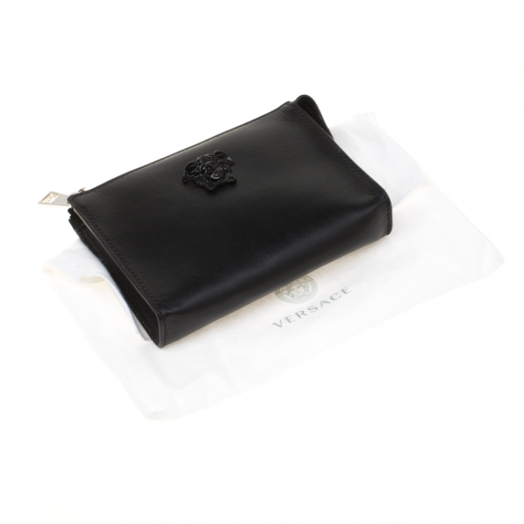 Pre Owned Versace Black Leather Medusa Pochette