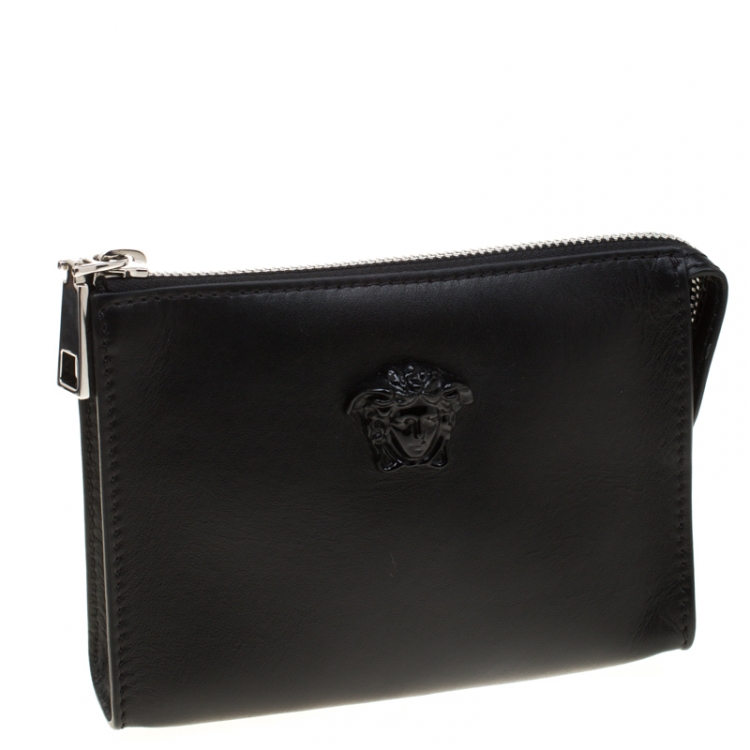 Pre Owned Versace Black Leather Medusa Pochette