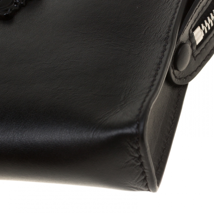 Pre Owned Versace Black Leather Medusa Pochette