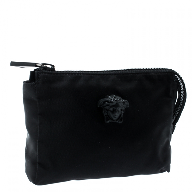 Pre Owned Versace Black Nylon Medusa Pochette