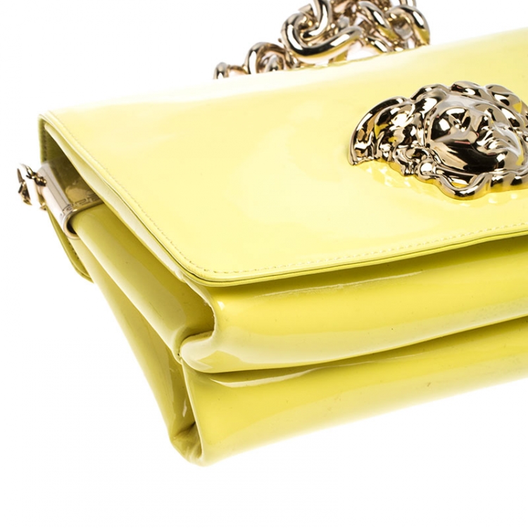 yellow patent leather purse