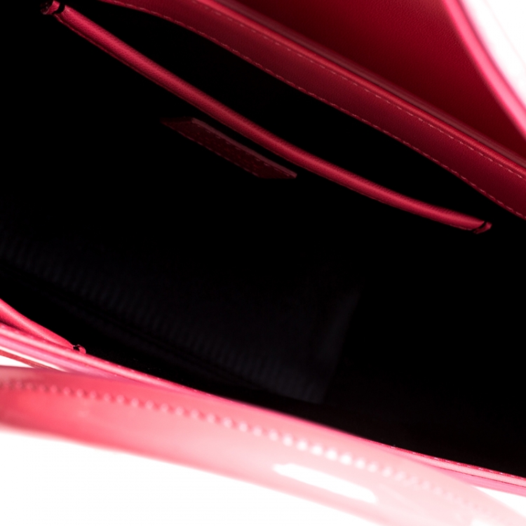 Pre Owned Versace Neon Pink Patent Leather Medusa Medallion Tote