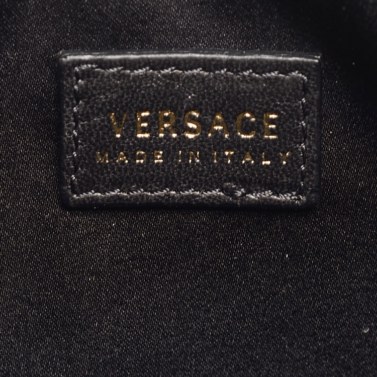 Pre Owned Versace Black Patent Leather Medusa Zip Crossbody Bag