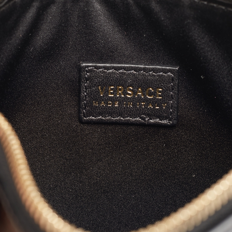Pre Owned Versace Black Patent Leather Medusa Zip Crossbody Bag
