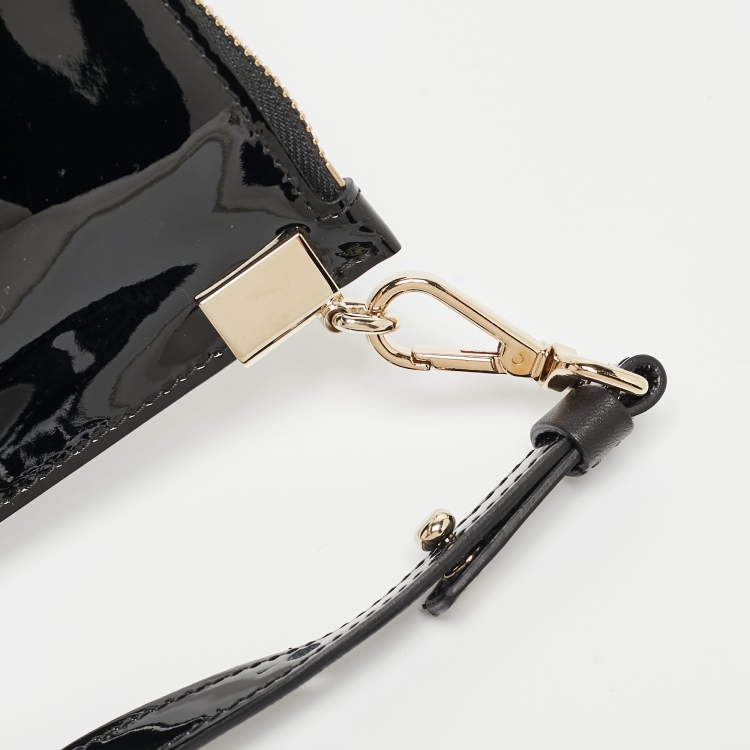 Pre Owned Versace Black Patent Leather Medusa Zip Crossbody Bag