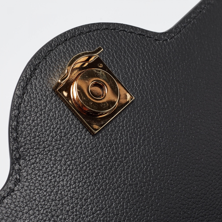 Pre Owned Versace Black Leather Large La Medusa Top Handle Bag