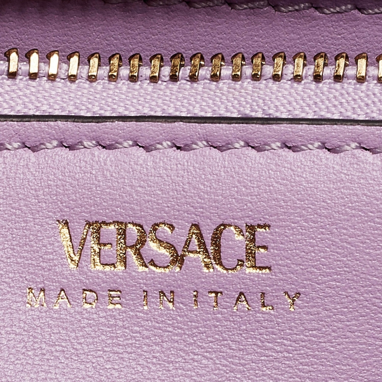 Pre Owned Versace Black Leather Large La Medusa Top Handle Bag