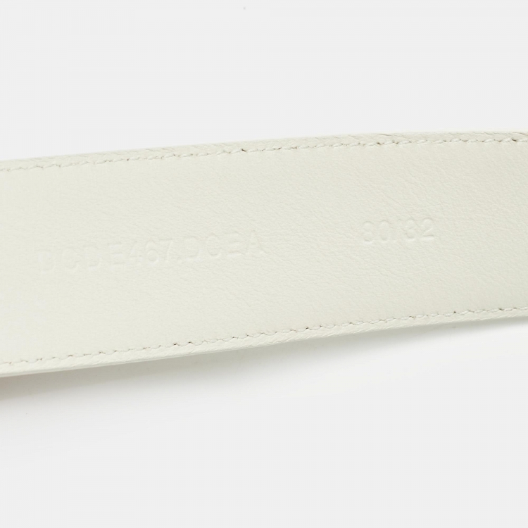 مملوكة مسبقًا Versace White Leather Medusa Square Buckle Belt 80CM