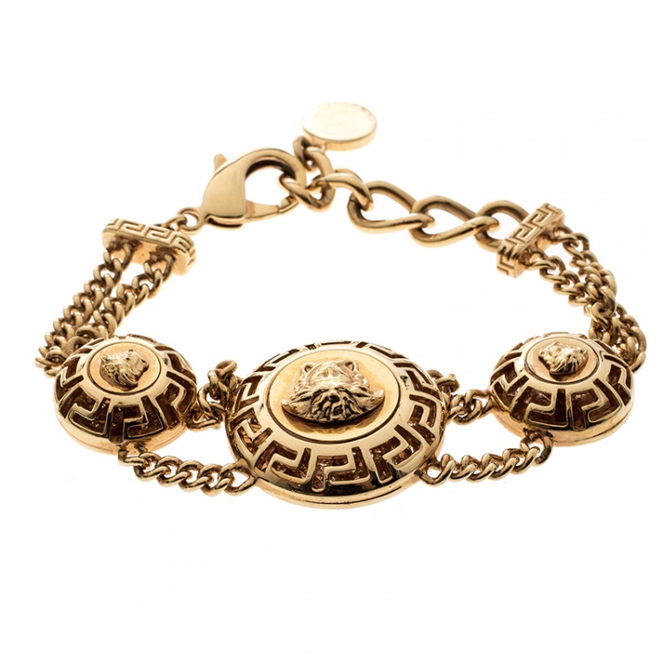 Pre Owned Versace Medusa Gold Tone Chain Link Bracelet