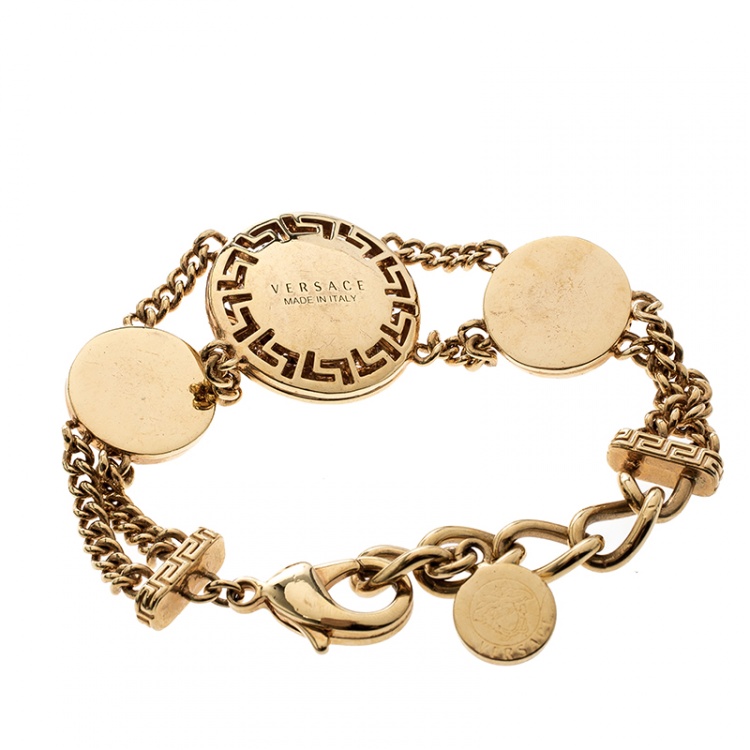 Pre Owned Versace Medusa Gold Tone Chain Link Bracelet
