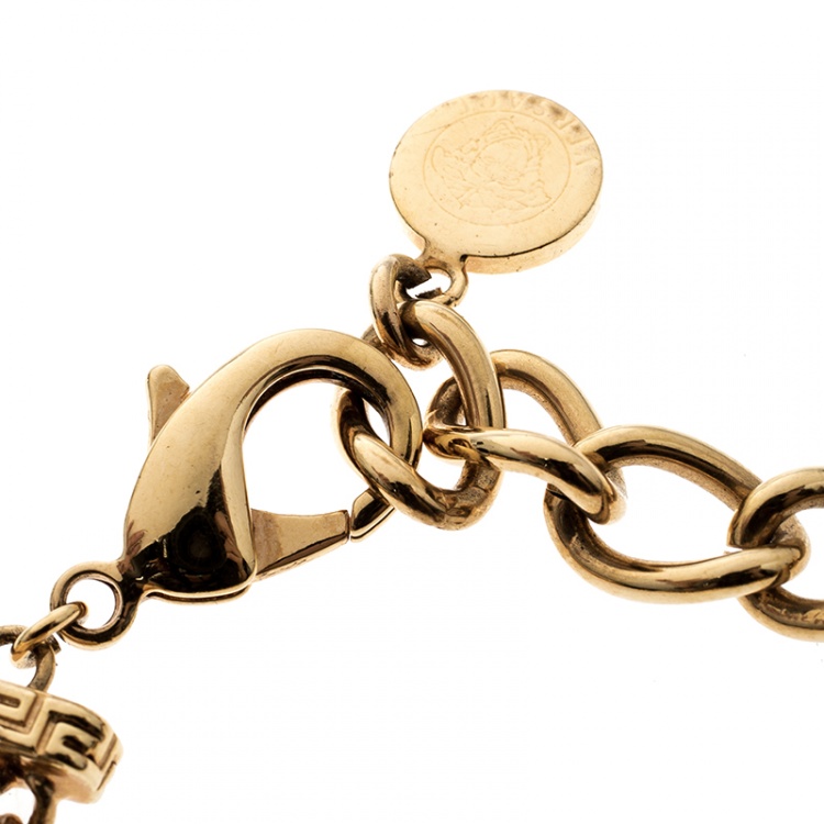 Pre Owned Versace Medusa Gold Tone Chain Link Bracelet