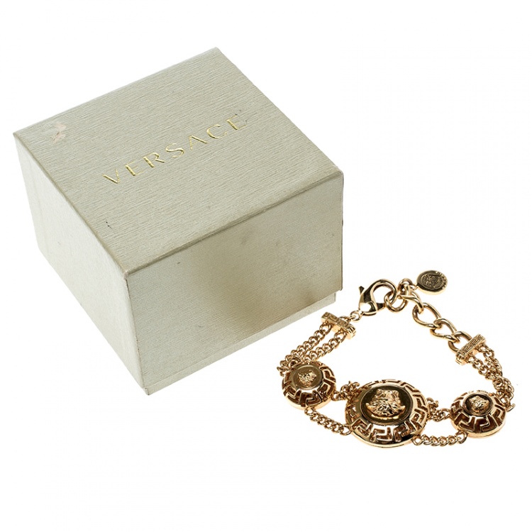 Pre Owned Versace Medusa Gold Tone Chain Link Bracelet