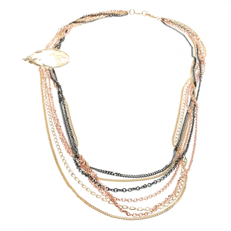 Pre Owned Versace Three Tone Metal Multi Chain Belt / Necklace