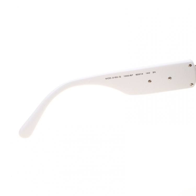 Pre Owned Versace White/Black 2150-Q Aviator Sunglasses