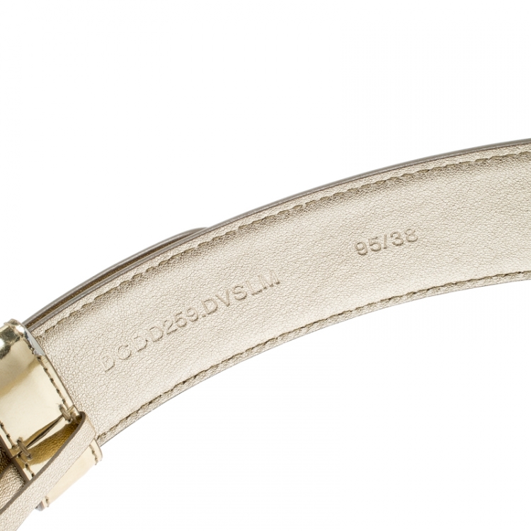 Pre Owned Versace Metallic Gold Leather Medusa Belt 95CM