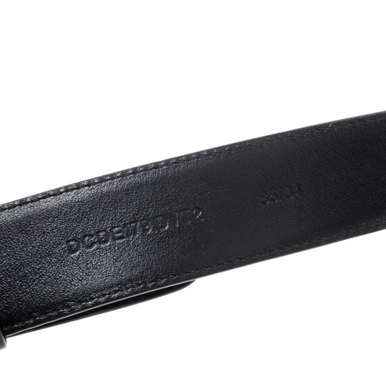 Pre Owned Versace Black Leather Medusa Buckle Belt 85CM