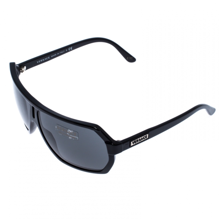 Pre Owned Versace Black MOD 4197 Aviator Sunglasses