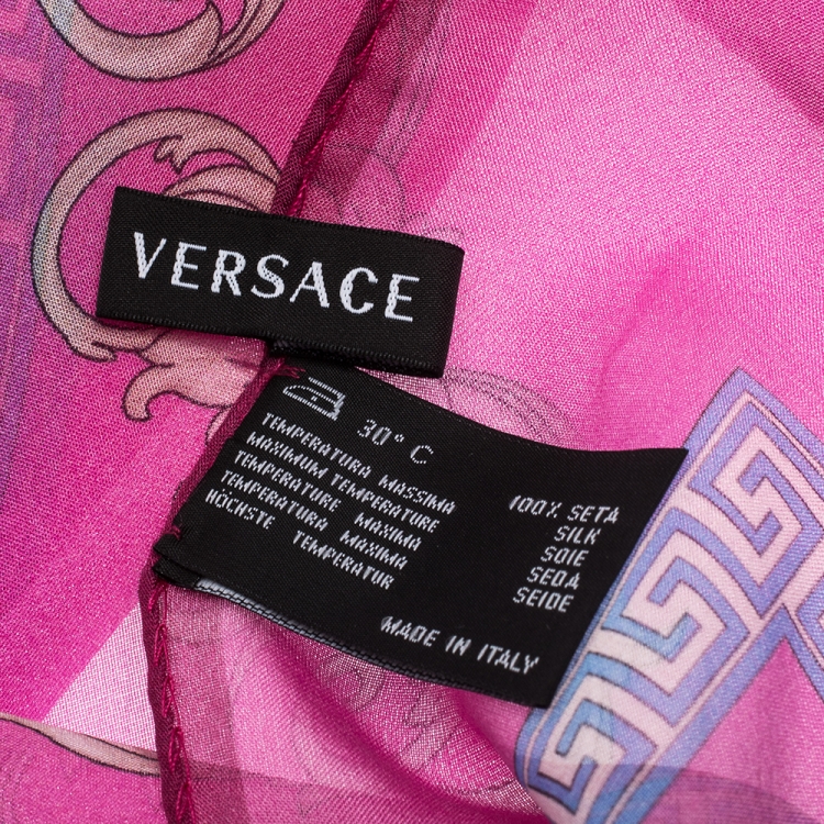 Pre Owned Versace Fuchsia Pink Printed Silk Stole