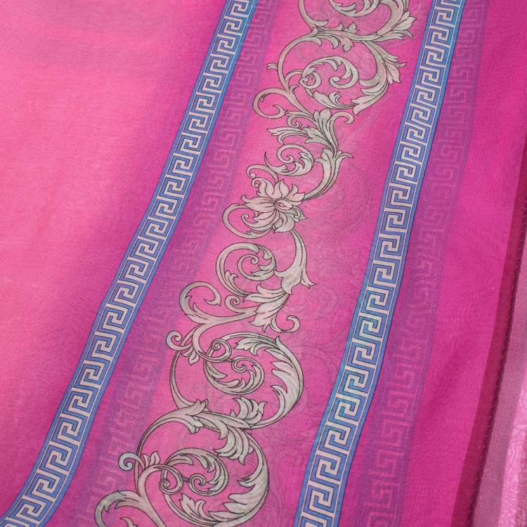 Pre Owned Versace Fuchsia Pink Printed Silk Stole