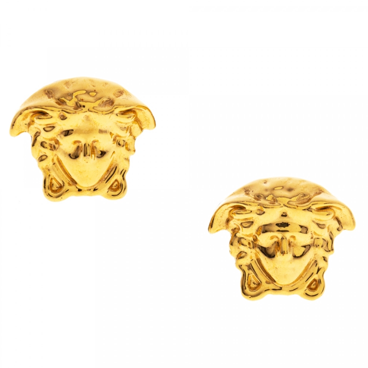 مملوكة مسبقًا Versace Medusa Gold Tone Stud Earrings