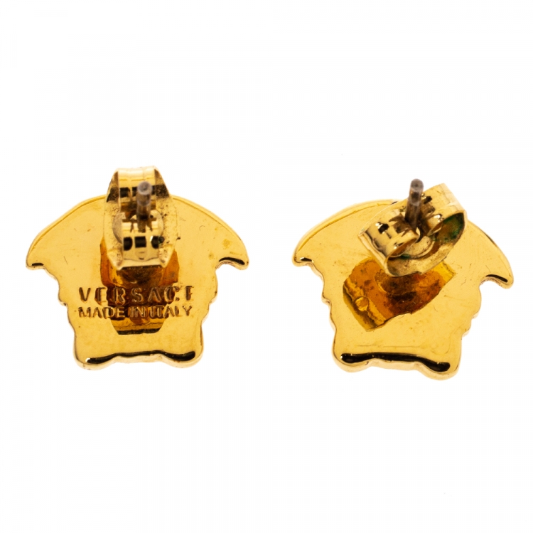 مملوكة مسبقًا Versace Medusa Gold Tone Stud Earrings