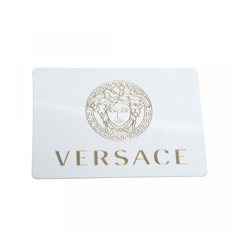 Pre Owned Versace Crystal Medusa Medallion Greca Gold Tone Chain Bracelet