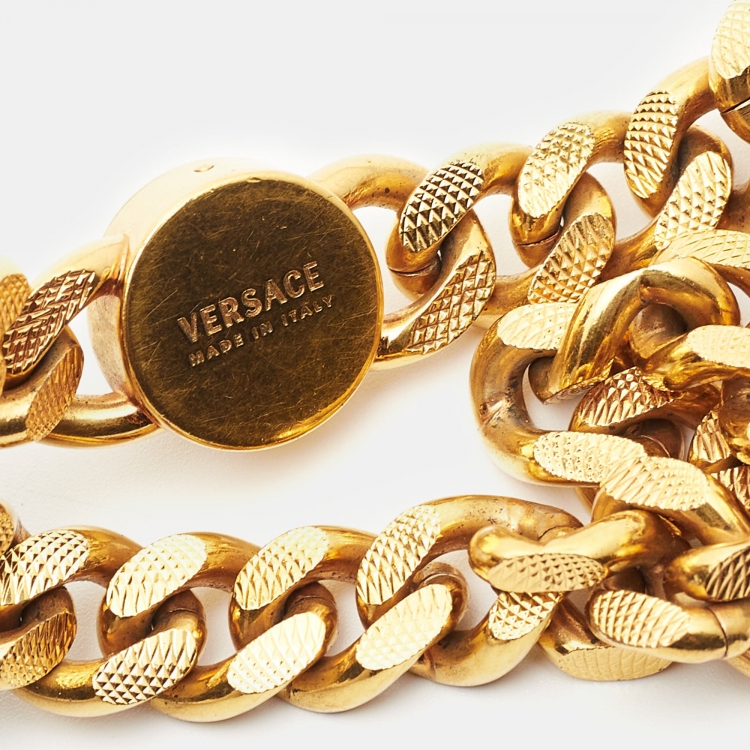 Pre Owned Versace Medusa Gold Tone Choker Necklace